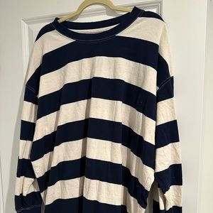 Blue and cream stripe long sleeve shirt from Aerie in size xl.